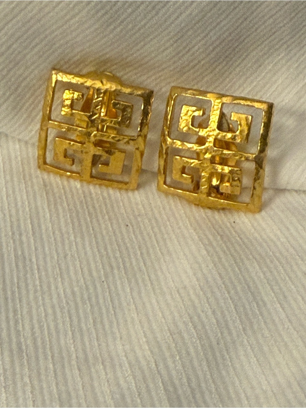 Givenchy vintage Clip Gold Tone Geometric Square Earrings